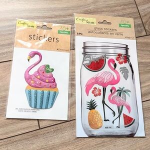 Crafters Square Flamingo 9pc Sticker Set - Pink and Multicolor